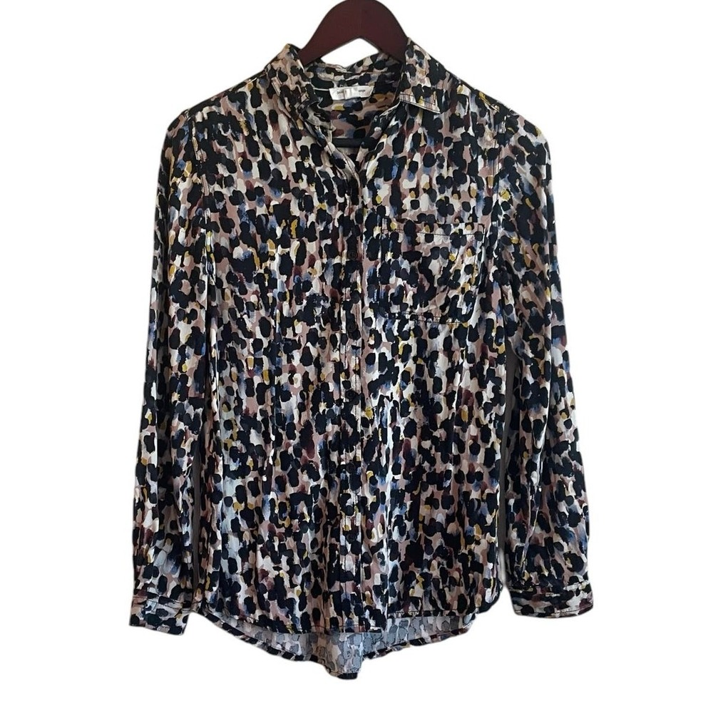 Beach Lunch Lounge Women Boho Eclectic Button Top S Multicolor Animal Print